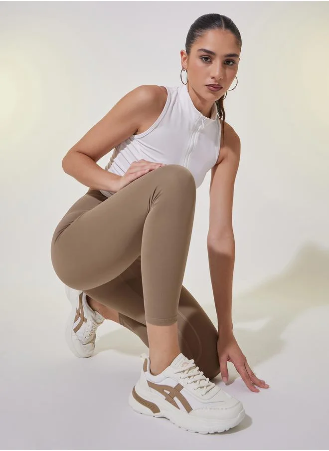 ستايلي Solid Elasticized Waistband Cropped Leggings