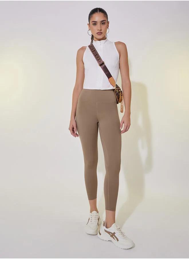 ستايلي Solid Elasticized Waistband Cropped Leggings