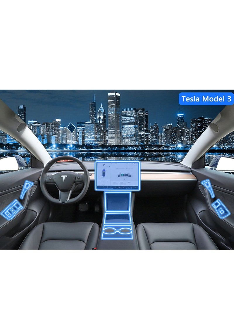 SYOSI Model Y Wood Center Console Wrap for Tesla Model 3 Model Y 2021 2022 Protective Tesla Model 3 Console Cover Kit Interior Decoration with Installation Tools White Carbon Fiber - Image 2