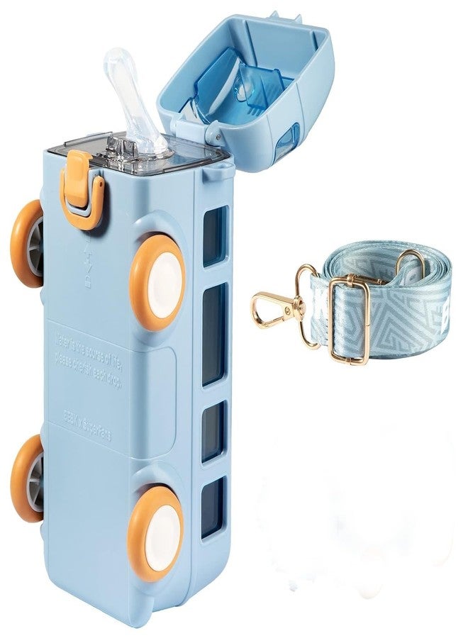BLISS START Bus Water Bottle for Kids with Strap, Sipper, and Straw | Leakprof, BPA Free with Lock, 500 ml - Blue | Tritan Water Bottle for School Kids - Multicolour (1 pcs) - Image 1