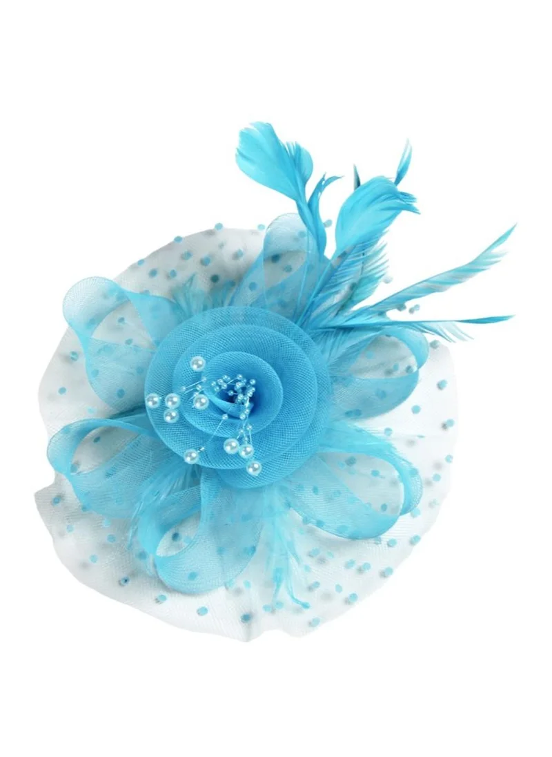 دىدانيالا Ddaniela Monalisa Fascinator Hats for Women Tea Party Headband,  Hat Flower Mesh Ribbons Feathers on a Headband and a Clip Tea Party Headwear for Girls and Women sky blue