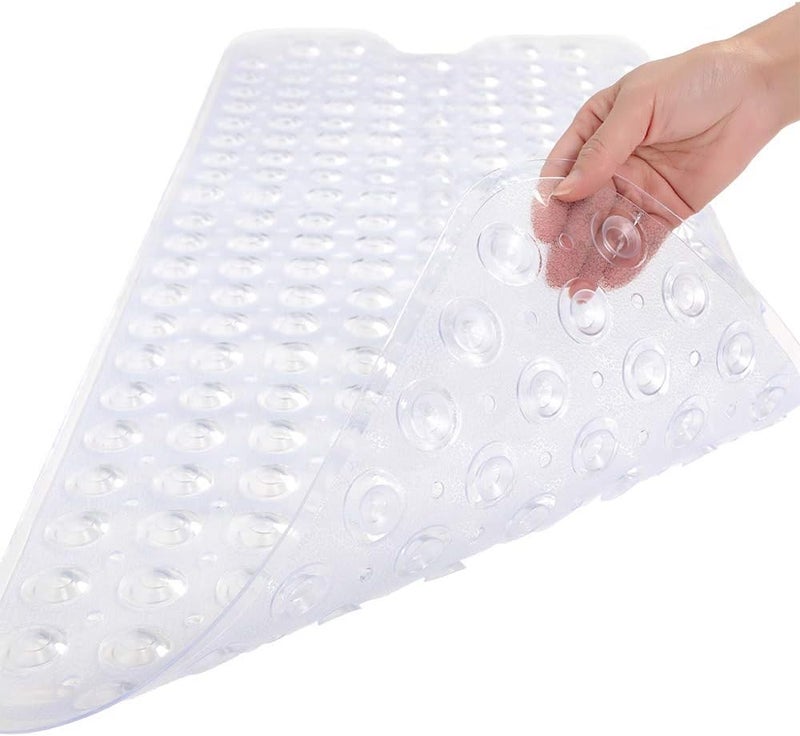 Linoows Bathtub and Shower Mats, Extra Long Non-Slip Bath Tub Mat 39 x 16 Inch, Machine Washable Bathmat with Suction Cups & Drain Holes for Bathroom Floor, Clear - Image 2