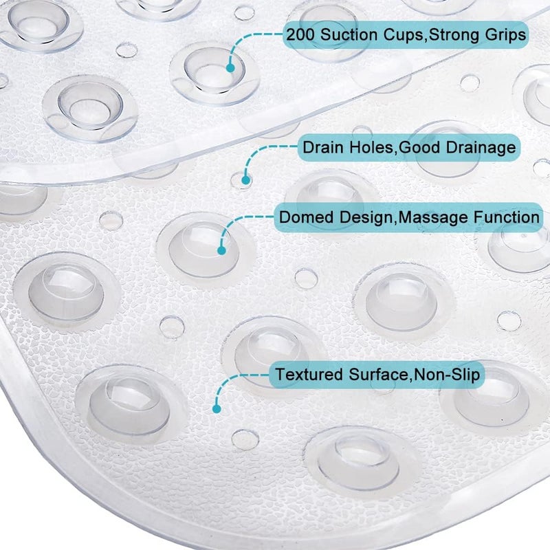 Linoows Bathtub and Shower Mats, Extra Long Non-Slip Bath Tub Mat 39 x 16 Inch, Machine Washable Bathmat with Suction Cups & Drain Holes for Bathroom Floor, Clear - Image 3