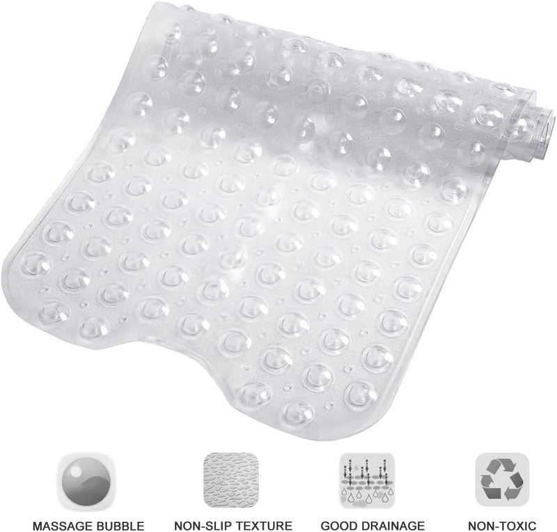 Linoows Bathtub and Shower Mats, Extra Long Non-Slip Bath Tub Mat 39 x 16 Inch, Machine Washable Bathmat with Suction Cups & Drain Holes for Bathroom Floor, Clear - Image 5