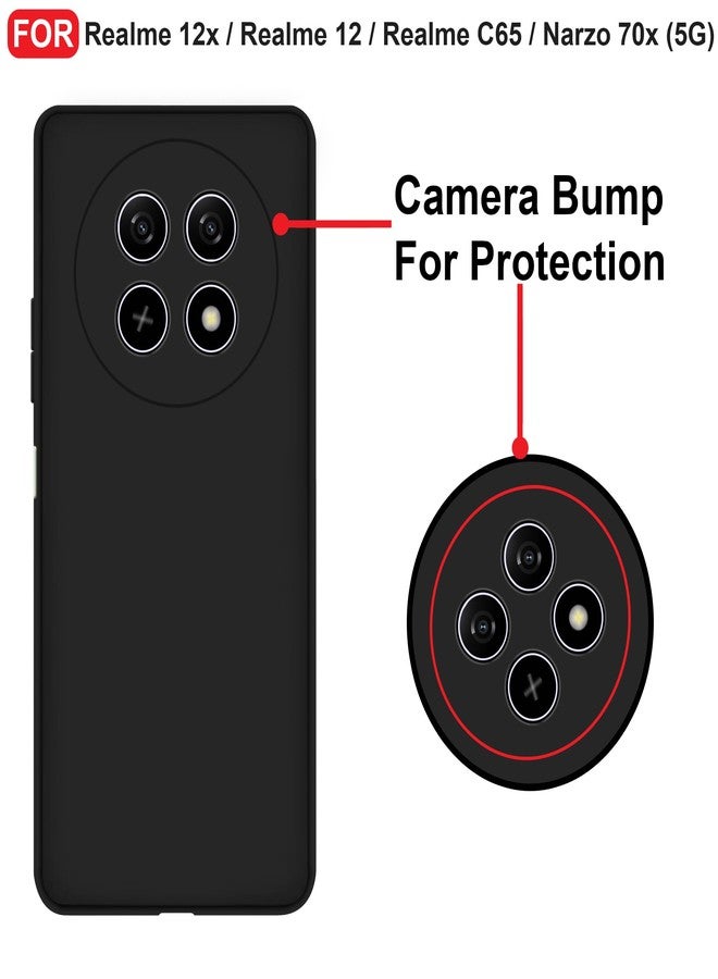 CEDO Back Cover for Realme 12x / 12 / Realme C65 / Narzo 70x (5G) | Camera Bump Protection & Inner Velvet Fabric Lining | Ultra Slim Matte Soft Rubberised Case Cover (Black) - Image 4