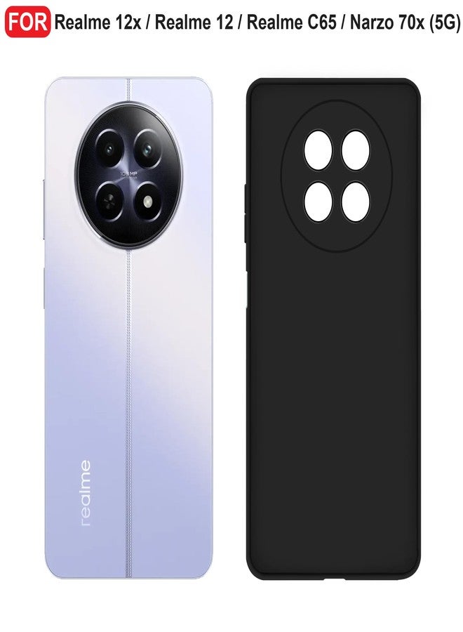 CEDO Back Cover for Realme 12x / 12 / Realme C65 / Narzo 70x (5G) | Camera Bump Protection & Inner Velvet Fabric Lining | Ultra Slim Matte Soft Rubberised Case Cover (Black) - Image 3