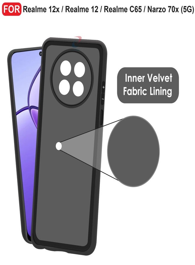 CEDO Back Cover for Realme 12x / 12 / Realme C65 / Narzo 70x (5G) | Camera Bump Protection & Inner Velvet Fabric Lining | Ultra Slim Matte Soft Rubberised Case Cover (Black) - Image 5