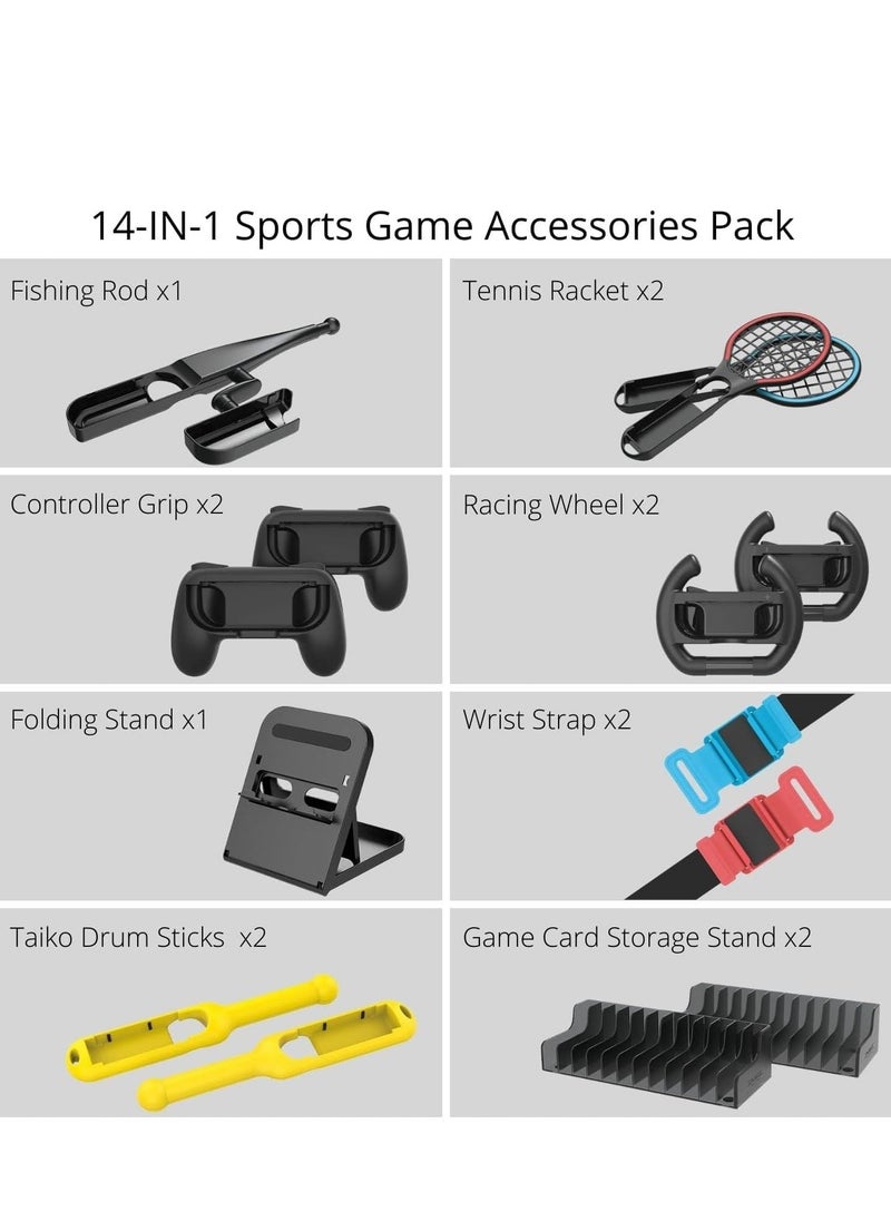 Switch Sports Accessories Bundle Compatible with Nintendo Switch/ OLED Console u0026 Joy-con, , 14 in 1 Switch/Switch