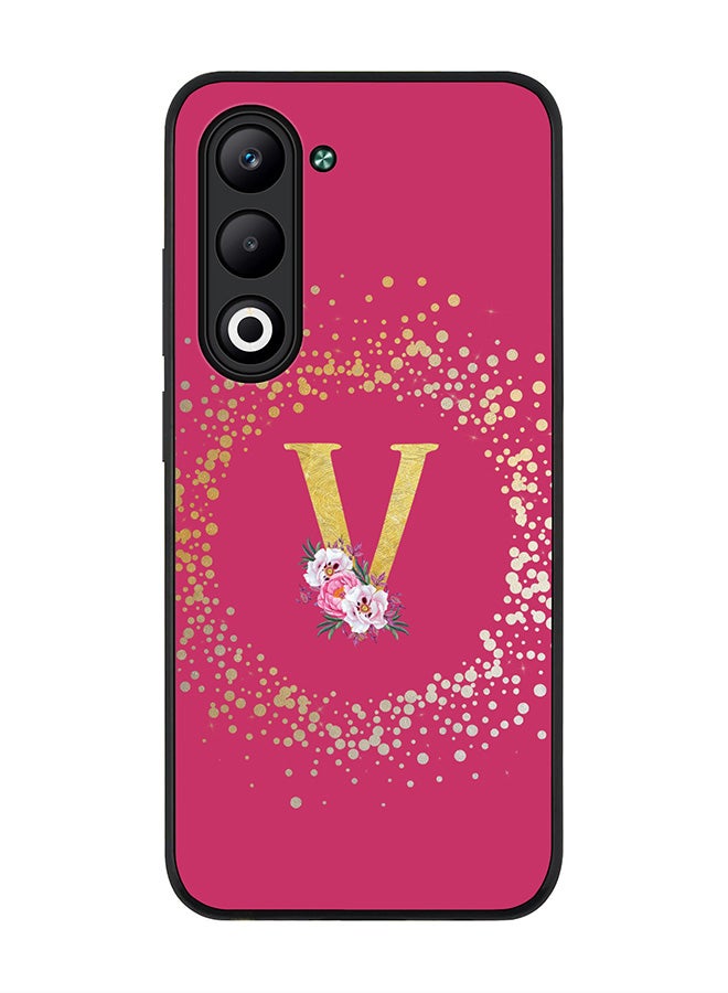 Stylizedd For Oppo A5 5G / A5 4G Case,Slim fit Camera Protection, Shockproof Thin Phone cover  - Custom Monogram Floral - V ( Deep Pink )