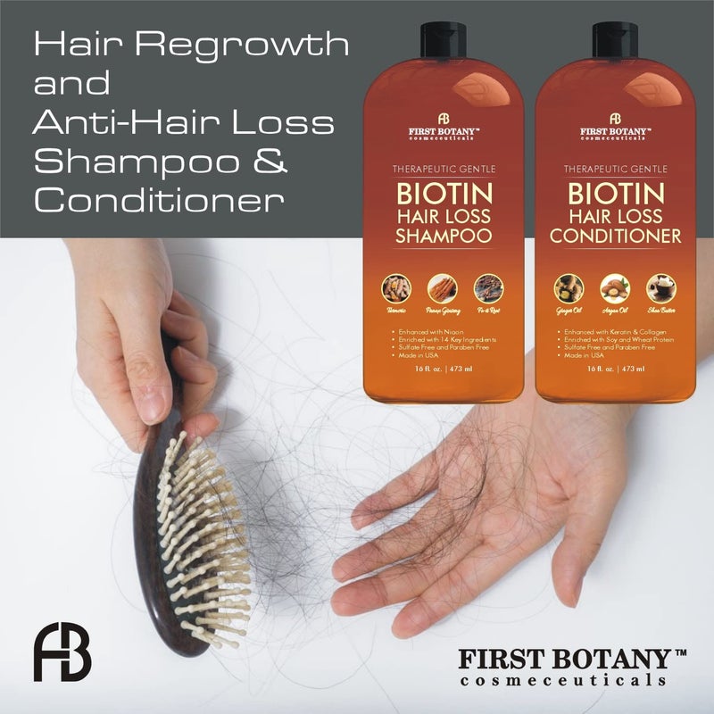 First Botany, Hair Growth Shampoo Conditioner Set - An Anti Hair Loss Biotin Shampoo & Conditioner with DHT blockers to fight Hair Loss For Men & Women, All Hair types, Sulfate Free - 2 x 16 fl oz - Image 3