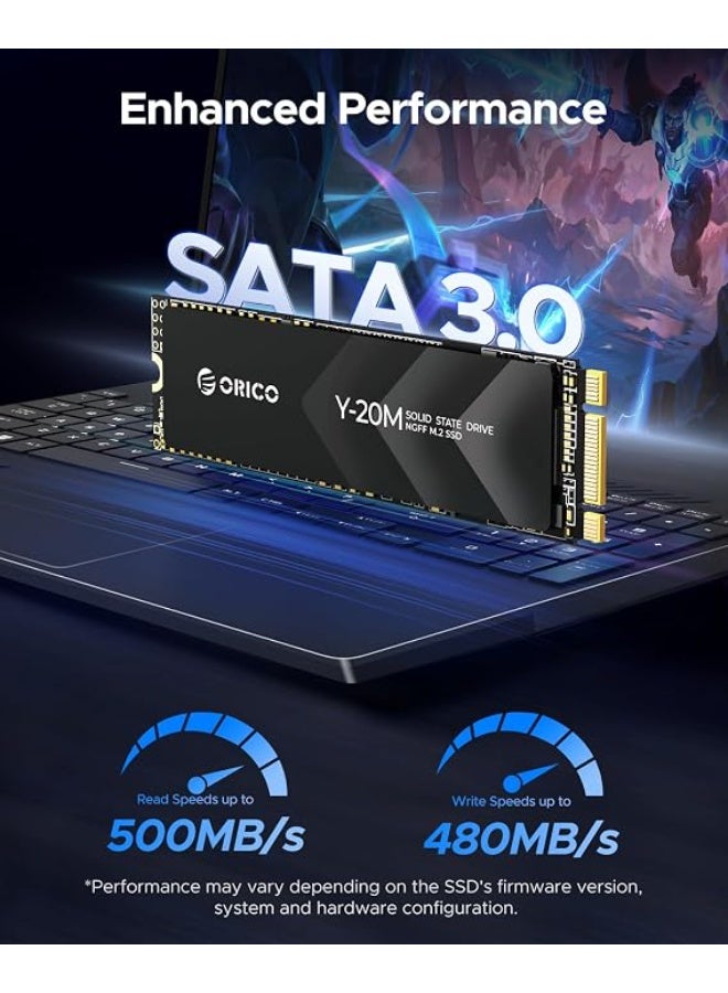 أوريكو محرك قرص صلب داخلي ORICO Y20M M.2 SATA SSD بسعة 1 ترابايت - واجهة SATA III 6Gbps بمفتاح B+M Key، سرعة قراءة تصل إلى 500 ميجابايت/ثانية للأجهزة المكتبية والمحمولة - Image 3
