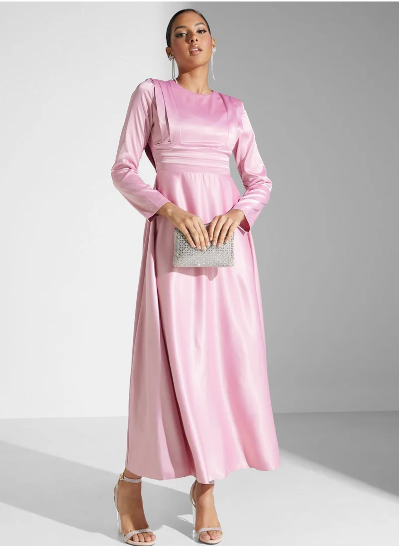 Khizana Ruched Detail Satin Dress