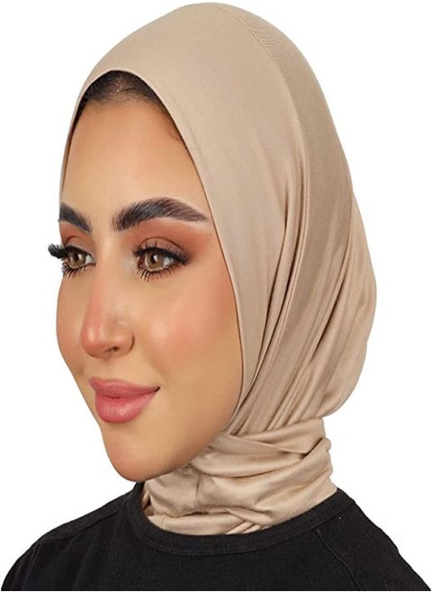 حجاب سوري - بندانة كويتي بكبسولات ضد الصدأ - لون بيج