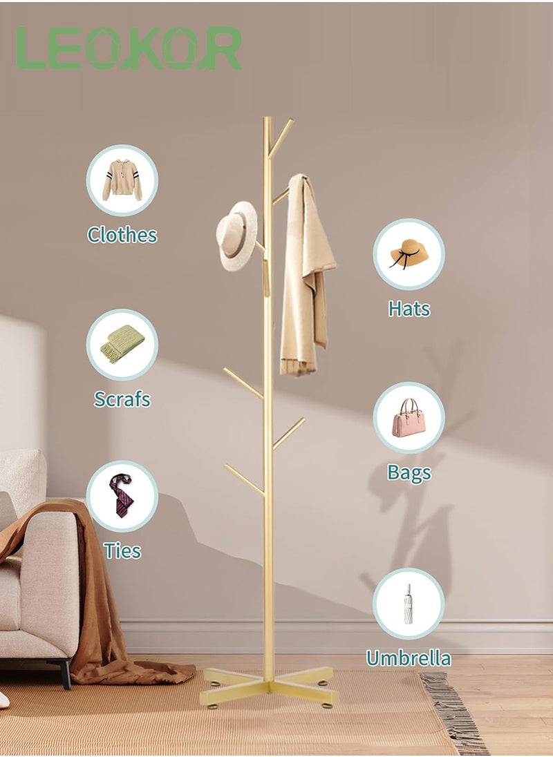 LEOKOR Metal Coat Rack, Modern Coat Hanger Stand with 8 Hooks, Freestanding Coat Rack with Cross Base  for Hanging Scarf, Bag, Jacket, Coat  - Image 2