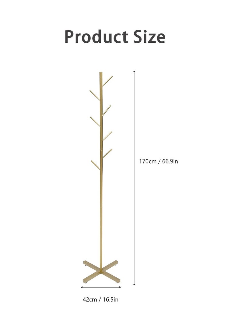 LEOKOR - Metal Coat Rack, Modern Coat Hanger Stand with 8 Hooks, Freestanding Coat Rack with Cross Base  for Hanging Scarf, Bag, Jacket, Coat - Image 1