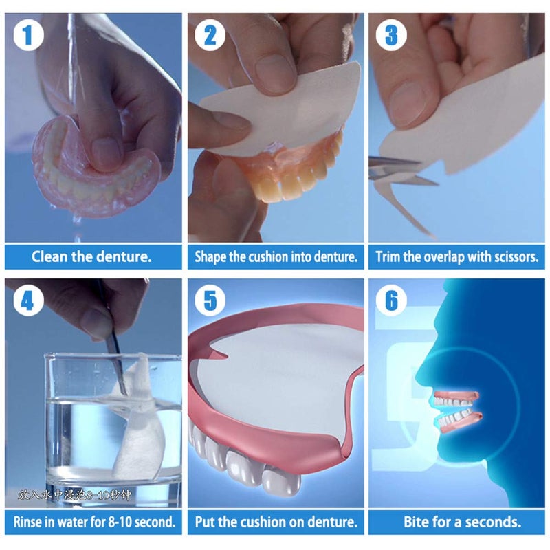 Y-Kelin Lower Denture Adhesive Cushions, Adhesive-Free Denture Pads for Sore Gums, 30 Strips - Image 4