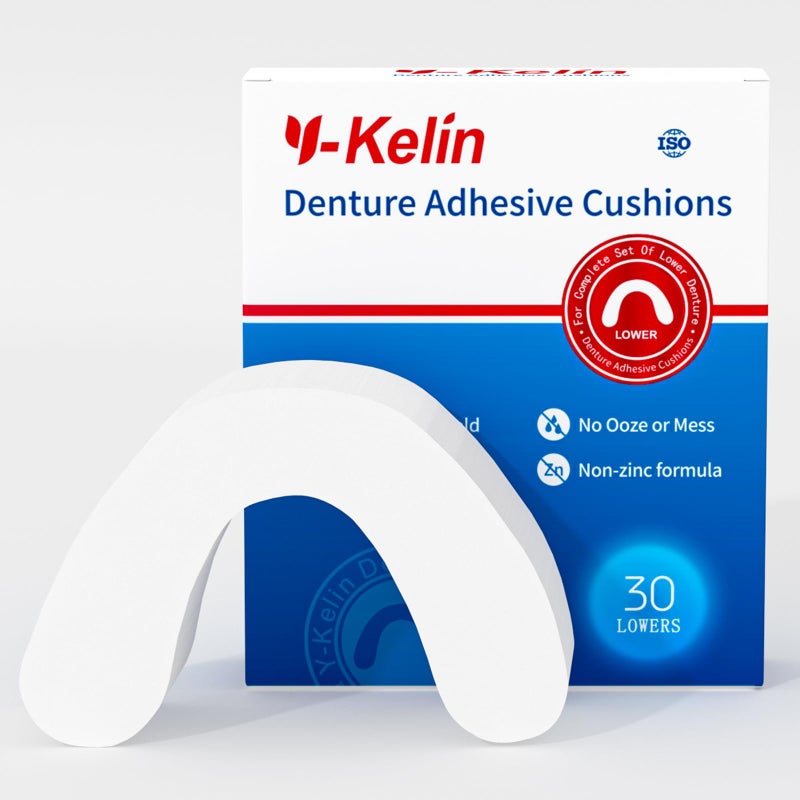 Y-Kelin Lower Denture Adhesive Cushions, Adhesive-Free Denture Pads for Sore Gums, 30 Strips - Image 3