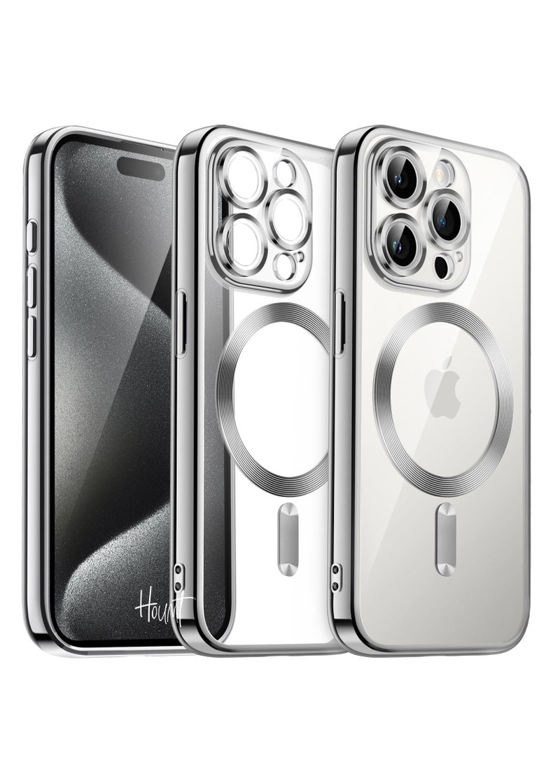 Houmt iPhone 15 Pro Max Case Electroplated Magnetic Case Support Wireless Charging Transparent Camera Lens Protector Shockproof iPhone 15 Pro Max Magsafe Cover 6.7 Inch  - Image 1
