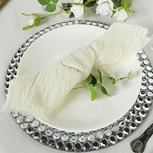 Prosky 6 PCS Gauze Cheesecloth Napkins Chiffon Dinner Napkins Cloth with 6 PCS of Rope Table Napkins Cheesecloth Napkins Napkin Table Napkins Cloth Set of 6 18 x 18 Inch Ivory - Image 2
