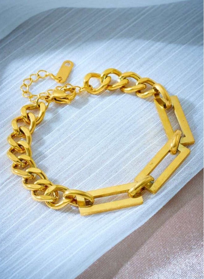 Women's Elegant Gold Stainless Steel Necklace  Bracelet Jewellery Set  - Image 3