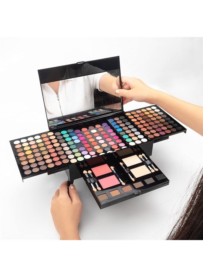 VERONNI All In One Makeup Kit For Women Full Kit -142 Colors Shimmer Matte Eyeshadow Palette,3 Blusher,3 Eyebrow Powder,3 Applicators and Mirror Make Up Kit for Teens Women Gift Set (194 Colors) - Image 4