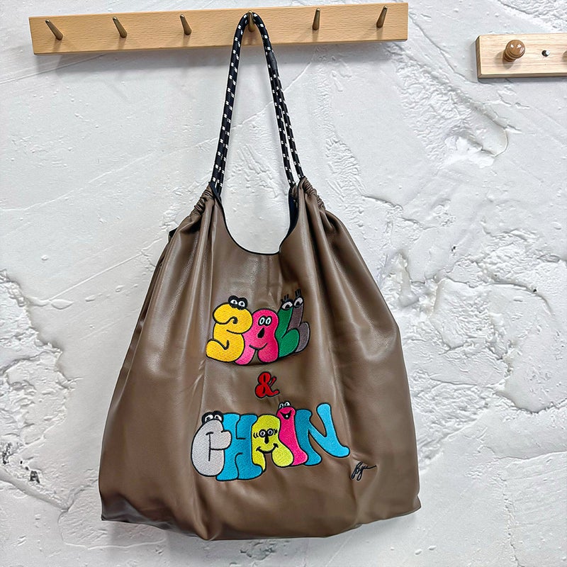 Ball Chain Same Style Winter Leather Embroidered Shopping Bag Large Capacity Fashion All-Match High Quality Shoulder Bag For Women - Image 1