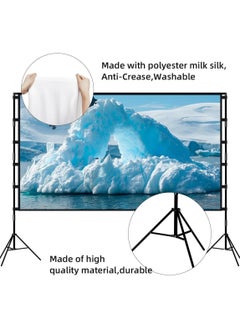 CityRiya-Long Projector Screen and Stand, 120 inch Portable Projector Screen with Stand, Indoor Outdoor Projection Screen, 16:9 4K HD Wrinkle-Free Movie Screen with Carry Bag for Home Movie Theater  - Image 4