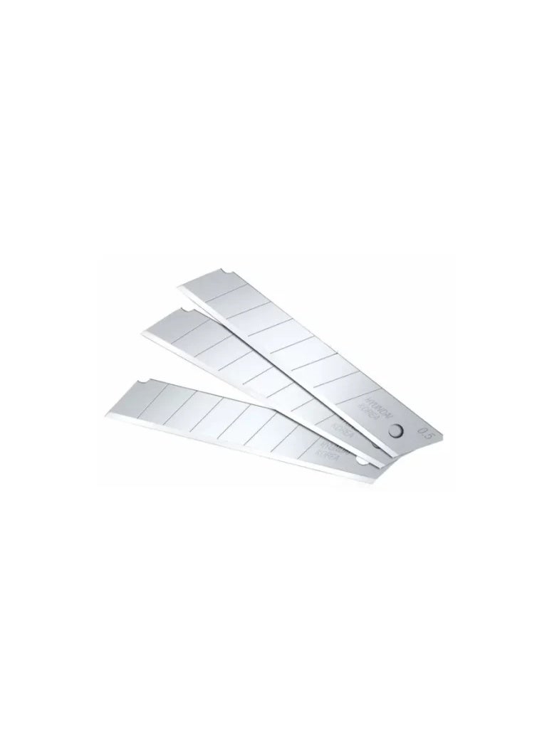 Replacement Cutter Blades Hyundai HT-8905 18mm Heavy Duty Carbon Steel Utility Knife Blades 0.5mm Thick 100mm Length 10 Pieces Snap-Off Blade Set