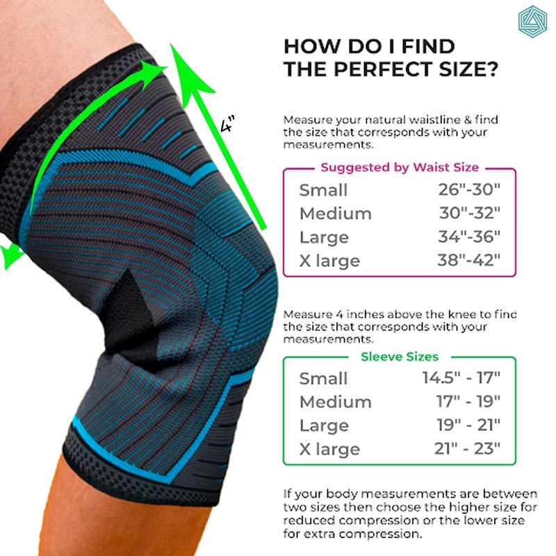 BOLDFIT Neoprene Knee Support For Men Knee Sleeves Braces Pair For Sports, Workout, Pain Relief, Knee Cap Compression Support, Exercise, Running, Cycling,- 1 Pair (Medium, Bluelinear) - Image 3