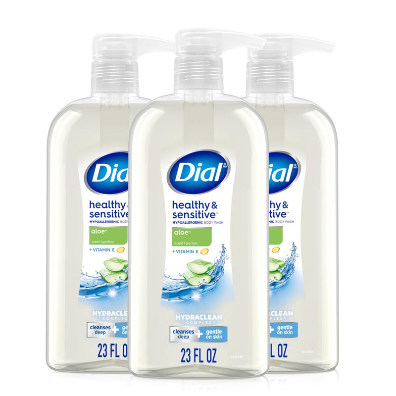 Dial Body Wash Healthy  Sensitive Aloe Scent 23 fl oz Pack of 3