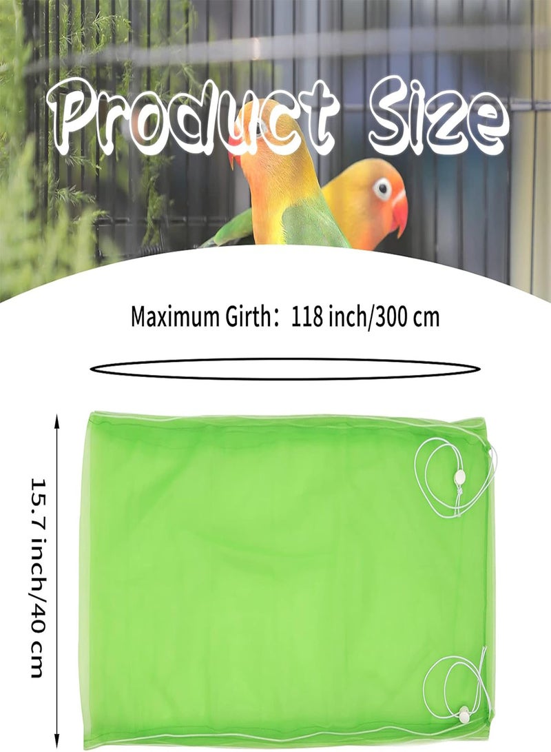 GGOOT Large Bird Cage Cover,  Bird Cage Seed Catcher, Adjustable Soft Airy Nylon Mesh Net, Birdcage Cover Skirt Seed Guard for Parrot Parakeet Macaw African Round Square Cages (Green) - Image 3