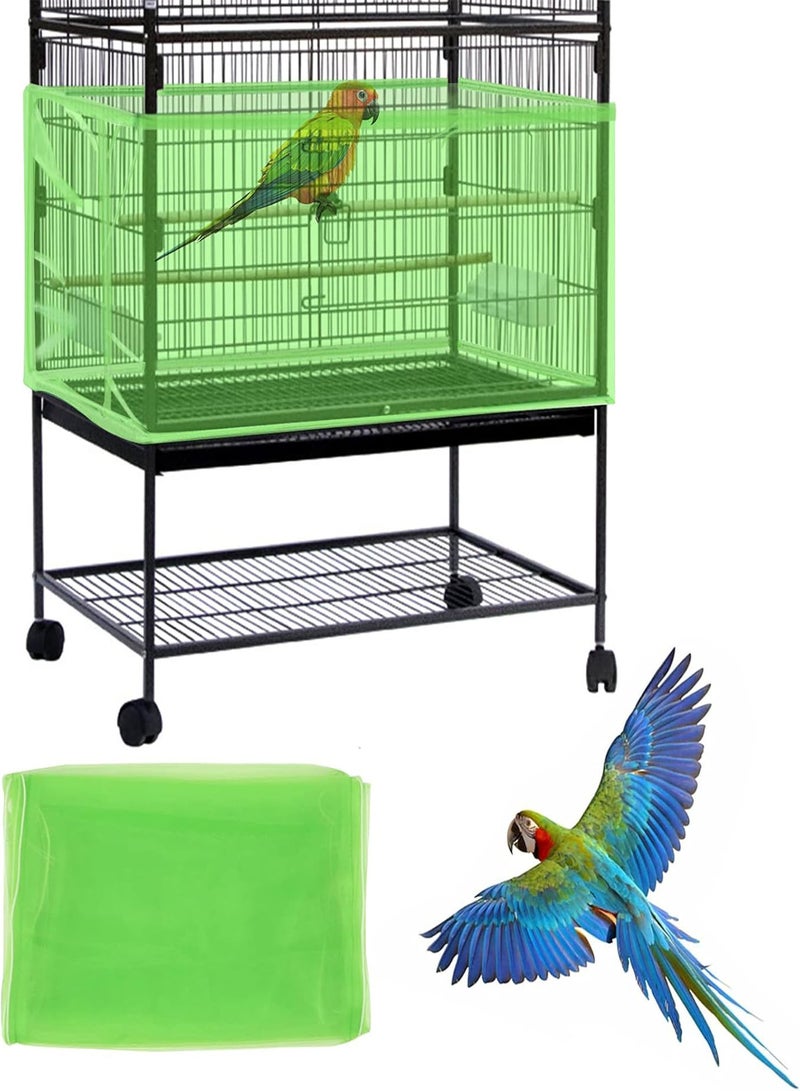 GGOOT Large Bird Cage Cover,  Bird Cage Seed Catcher, Adjustable Soft Airy Nylon Mesh Net, Birdcage Cover Skirt Seed Guard for Parrot Parakeet Macaw African Round Square Cages (Green) - Image 1