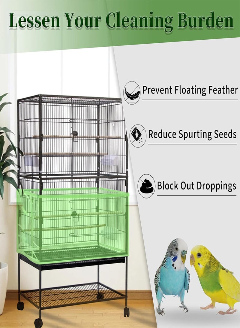 GGOOT Large Bird Cage Cover,  Bird Cage Seed Catcher, Adjustable Soft Airy Nylon Mesh Net, Birdcage Cover Skirt Seed Guard for Parrot Parakeet Macaw African Round Square Cages (Green) - Image 2