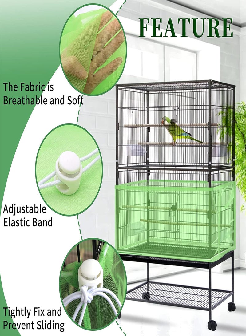 GGOOT Large Bird Cage Cover,  Bird Cage Seed Catcher, Adjustable Soft Airy Nylon Mesh Net, Birdcage Cover Skirt Seed Guard for Parrot Parakeet Macaw African Round Square Cages (Green) - Image 4
