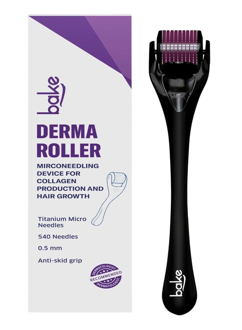 BAKE Derma Roller 0.5mm for Hair Growth with 540 Titanium Alloy Needles | For Beard Growth, Acne Marks | For Face & Hair - Image 1