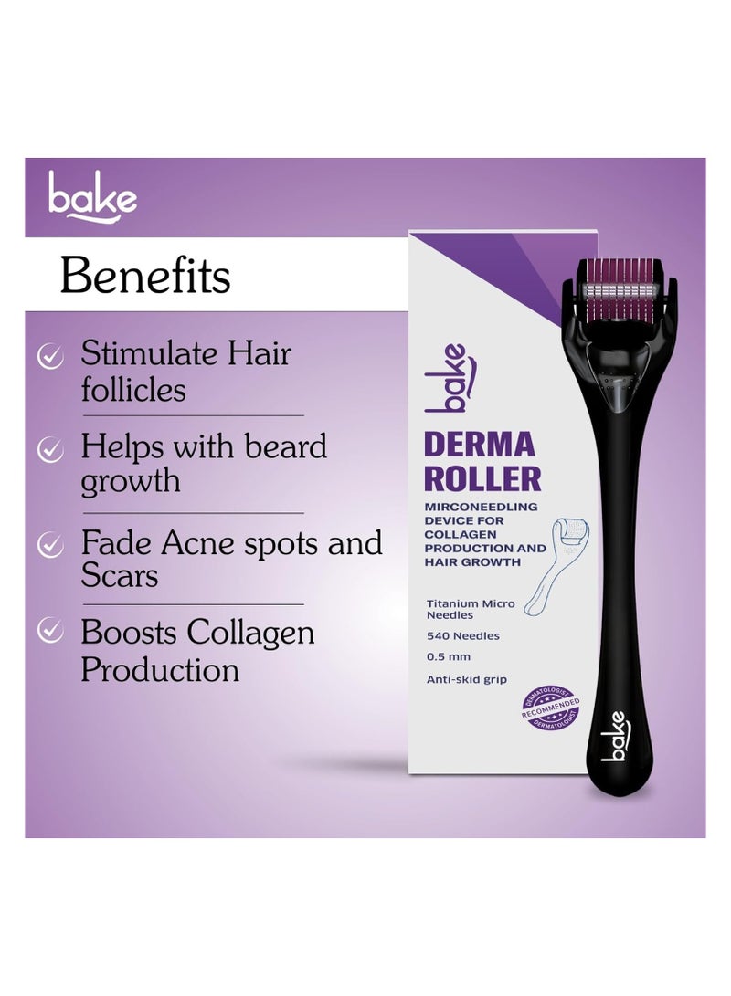 BAKE Derma Roller 0.5mm for Hair Growth with 540 Titanium Alloy Needles | For Beard Growth, Acne Marks | For Face & Hair - Image 2