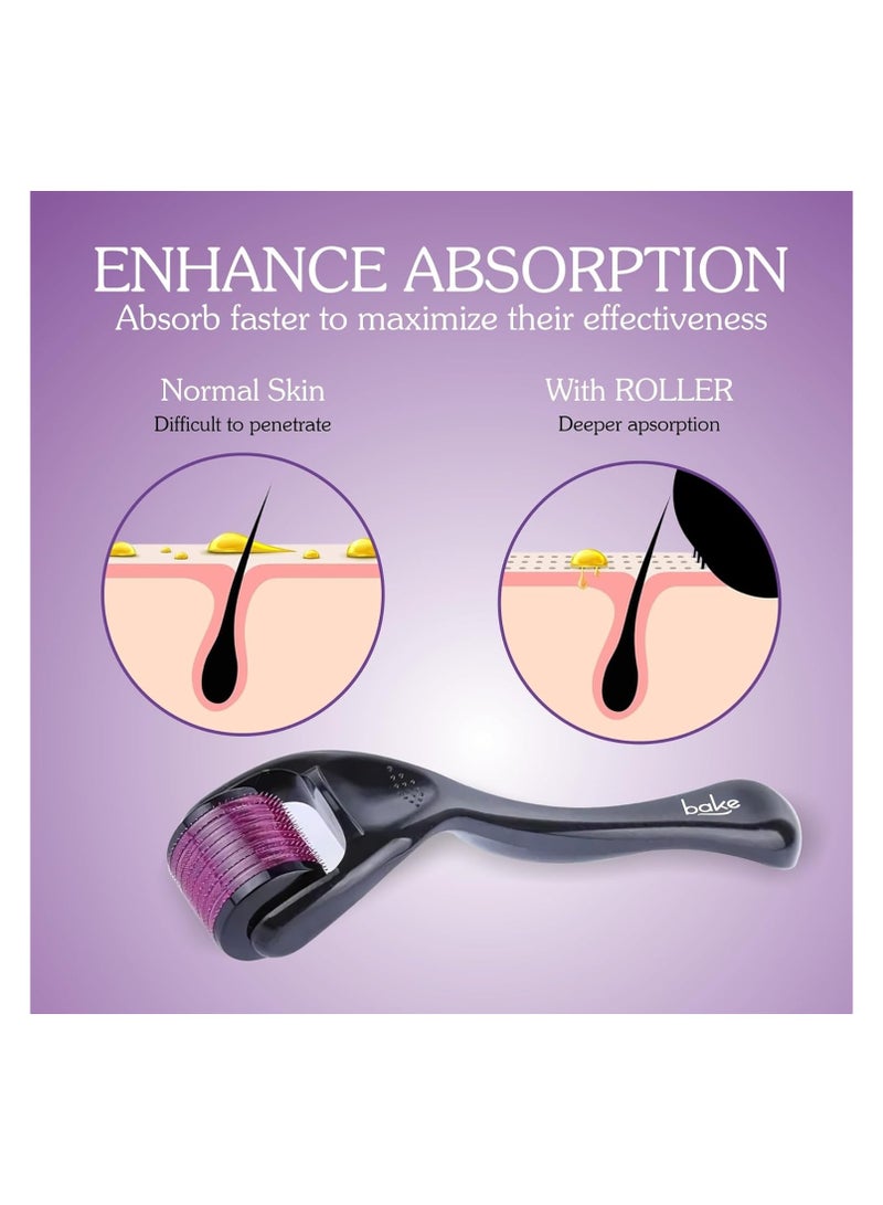 BAKE Derma Roller 0.5mm for Hair Growth with 540 Titanium Alloy Needles | For Beard Growth, Acne Marks | For Face & Hair - Image 3