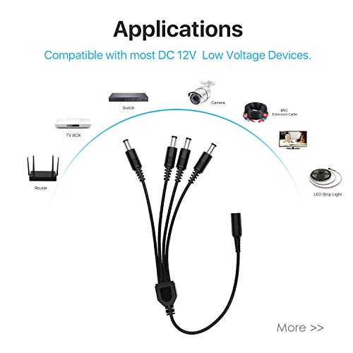 KEBILSHOP DC 1 Female to 4 Male Output Power Splitter Cable Y Adapter for CCTV Accessories (1 Dc Female to 4 Dc Male),Black - Image 4