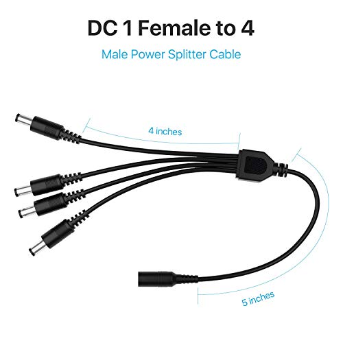 KEBILSHOP DC 1 Female to 4 Male Output Power Splitter Cable Y Adapter for CCTV Accessories (1 Dc Female to 4 Dc Male),Black - Image 3
