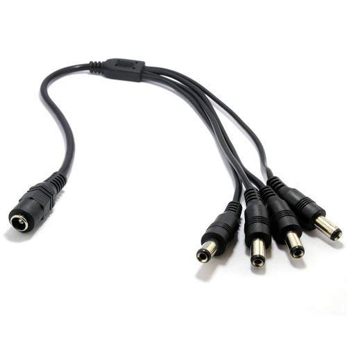 KEBILSHOP DC 1 Female to 4 Male Output Power Splitter Cable Y Adapter for CCTV Accessories (1 Dc Female to 4 Dc Male),Black - Image 1