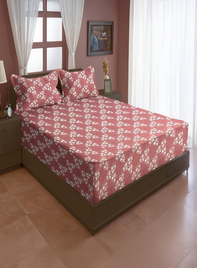 Swayam Microfiber Double Bedsheet with 2 Pillow Covers | Size 90 x 100 inch | 160 TC | Floral Design | Soft Breathable Bed Sheet | Comfortable & Durable for Bedroom - Red - Image 3