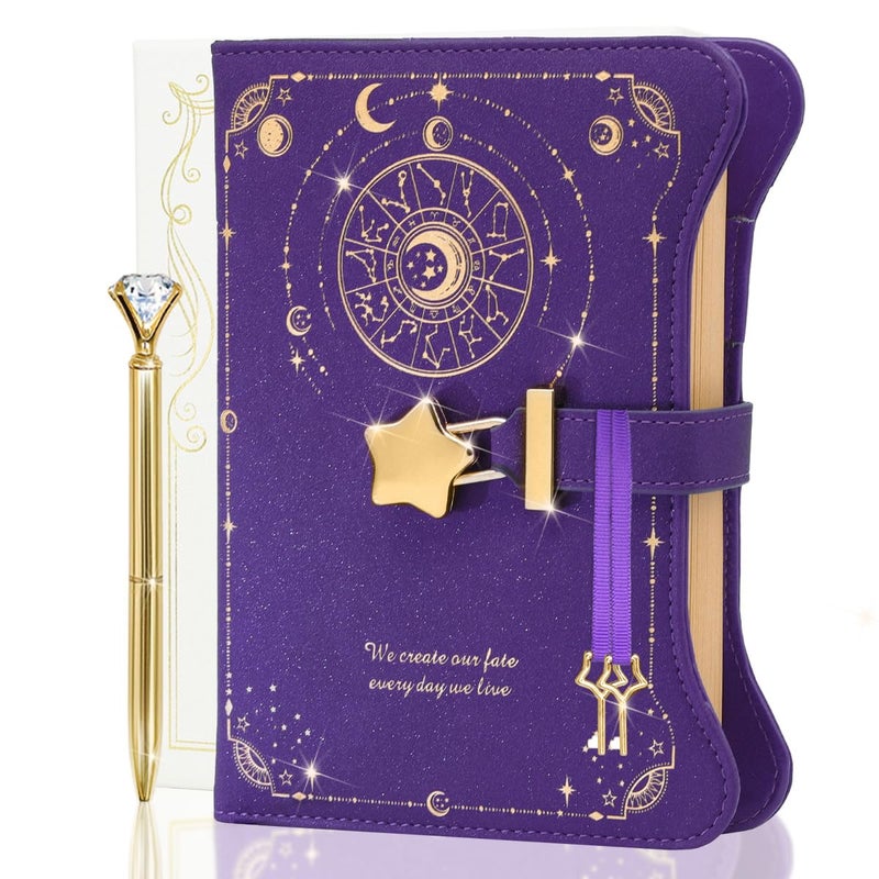 hi!SCI Diary with Lock and Keys for Girls and Women Locking Diary for Gift Ideas with Gift Box and Pen and Bookmark Journal for Women with 360 Kraft Pages B6 Refillable Notebook with Lock for Writing Deep Royal Purple - Image 4
