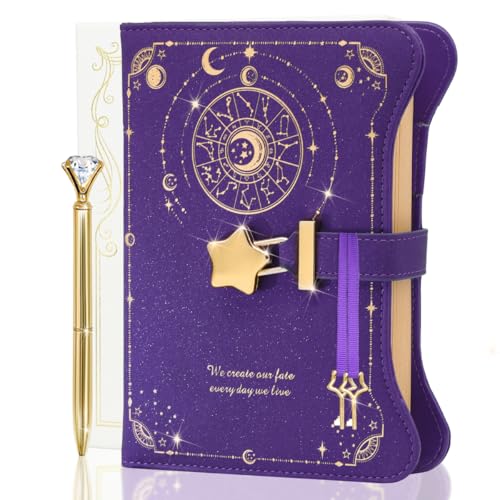 hi!SCI Diary with Lock and Keys for Girls and Women Locking Diary for Gift Ideas with Gift Box and Pen and Bookmark Journal for Women with 360 Kraft Pages B6 Refillable Notebook with Lock for Writing Deep Royal Purple - Image 1