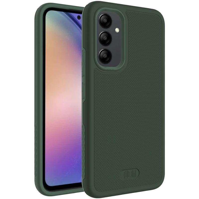 حافظة TUDIA DualShield Grip مصممة لهاتف سامسونج جالاكسي A54 5G 2023 MergeGrip بطبقتين مقاومة للصدمات رفيعة من الدرجة العسكرية غير قابلة للانزلاق قوية ومتينة باللون الأخضر الصنوبري