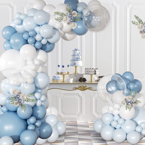 NUTTYBASH Dusty Blue Balloon Arch Kit 126 Pcs Light Blue and White Balloon Arch Garland Kit Include Macaron Balloons for Wedding Birthday Baby Shower Gender Reveal Bridal Decorations - Image 2