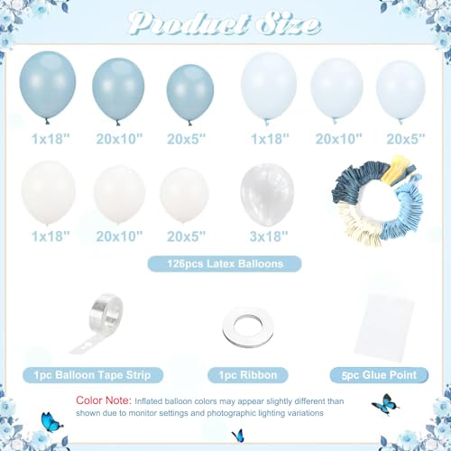 NUTTYBASH Dusty Blue Balloon Arch Kit 126 Pcs Light Blue and White Balloon Arch Garland Kit Include Macaron Balloons for Wedding Birthday Baby Shower Gender Reveal Bridal Decorations - Image 4