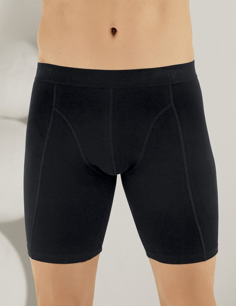 Şahinler Men's Black Lycra Long Boxer ME114 - Image 1