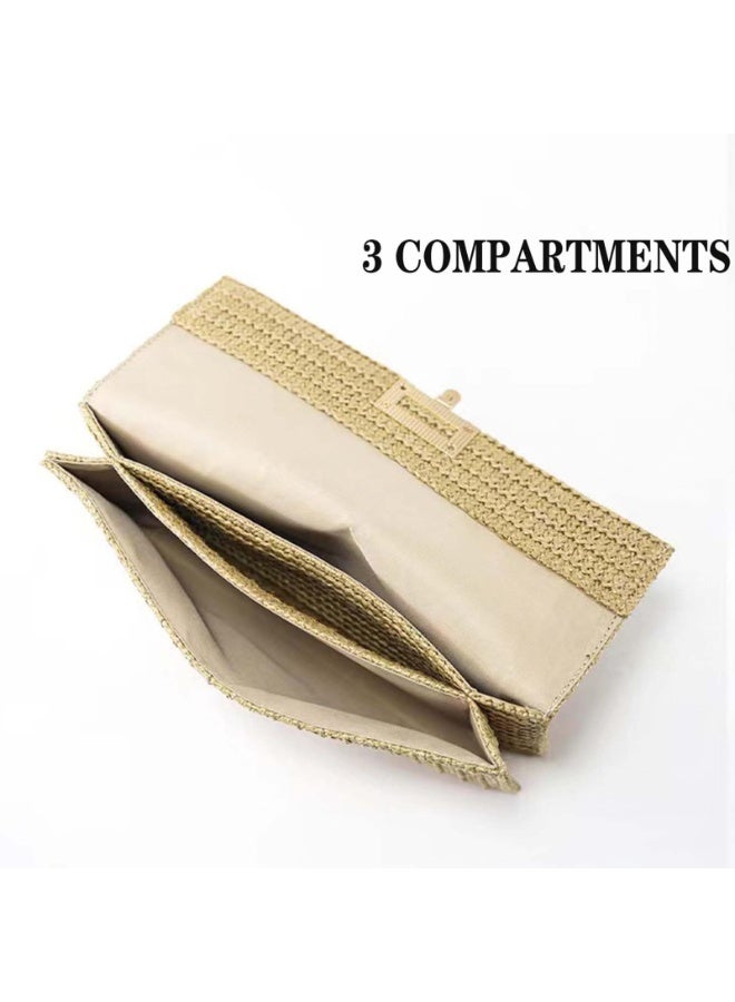 Bohemia Woven Straw Clutch Envelope Purse for Women, Multicoloured Striped, 26x15x3 cm - Image 5