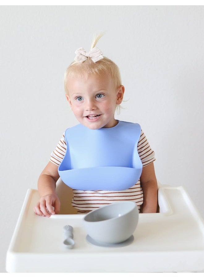 otterlove Silicone Baby Bibs with No Fillers, Wide Food Catching Pocket, 100% Pure LFGB Platinum Silicone, Very Peri and Sage, pack of 2 - Image 2