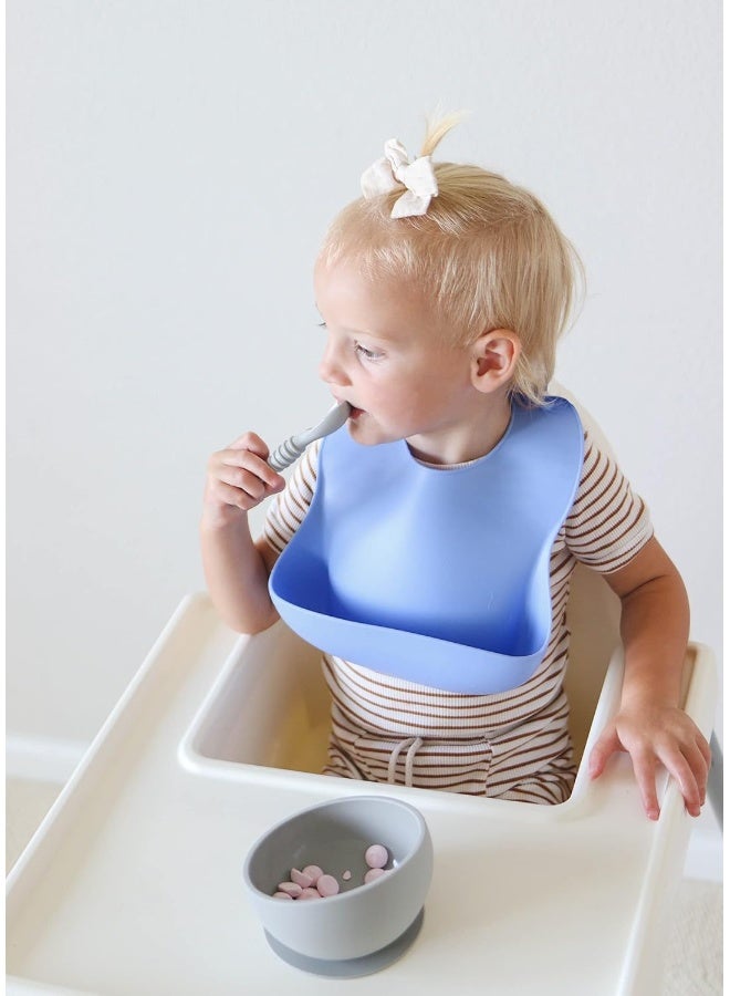 otterlove Silicone Baby Bibs with No Fillers, Wide Food Catching Pocket, 100% Pure LFGB Platinum Silicone, Very Peri and Sage, pack of 2 - Image 4